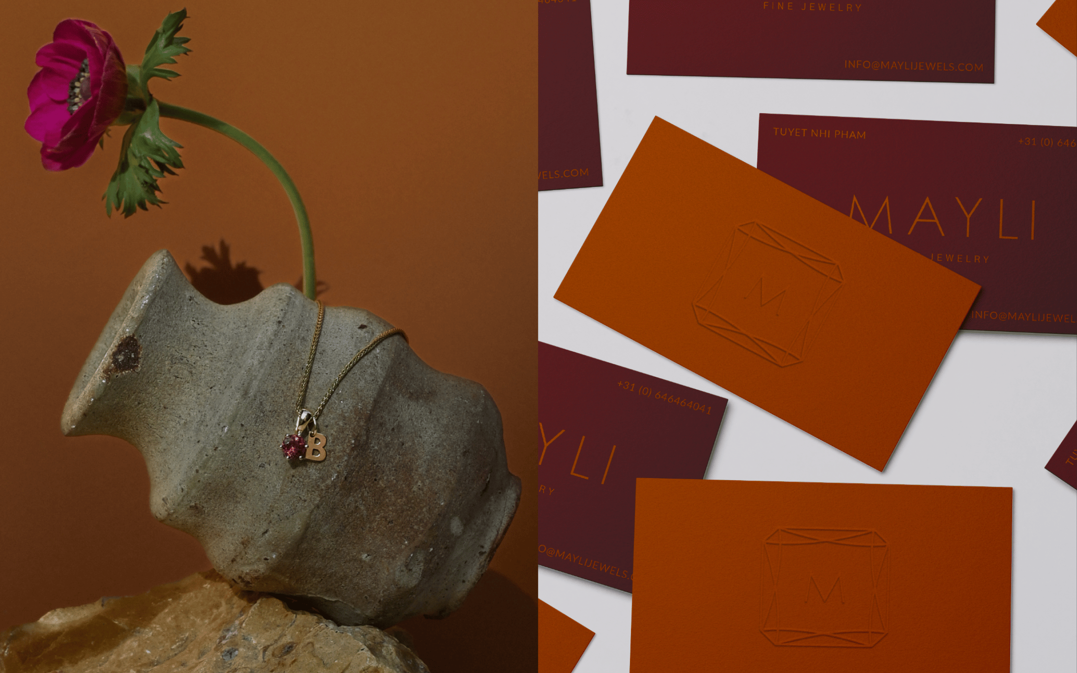 Stationery design of letterhead and business cards for the company Anders on top of a blurred photo of a house interior.